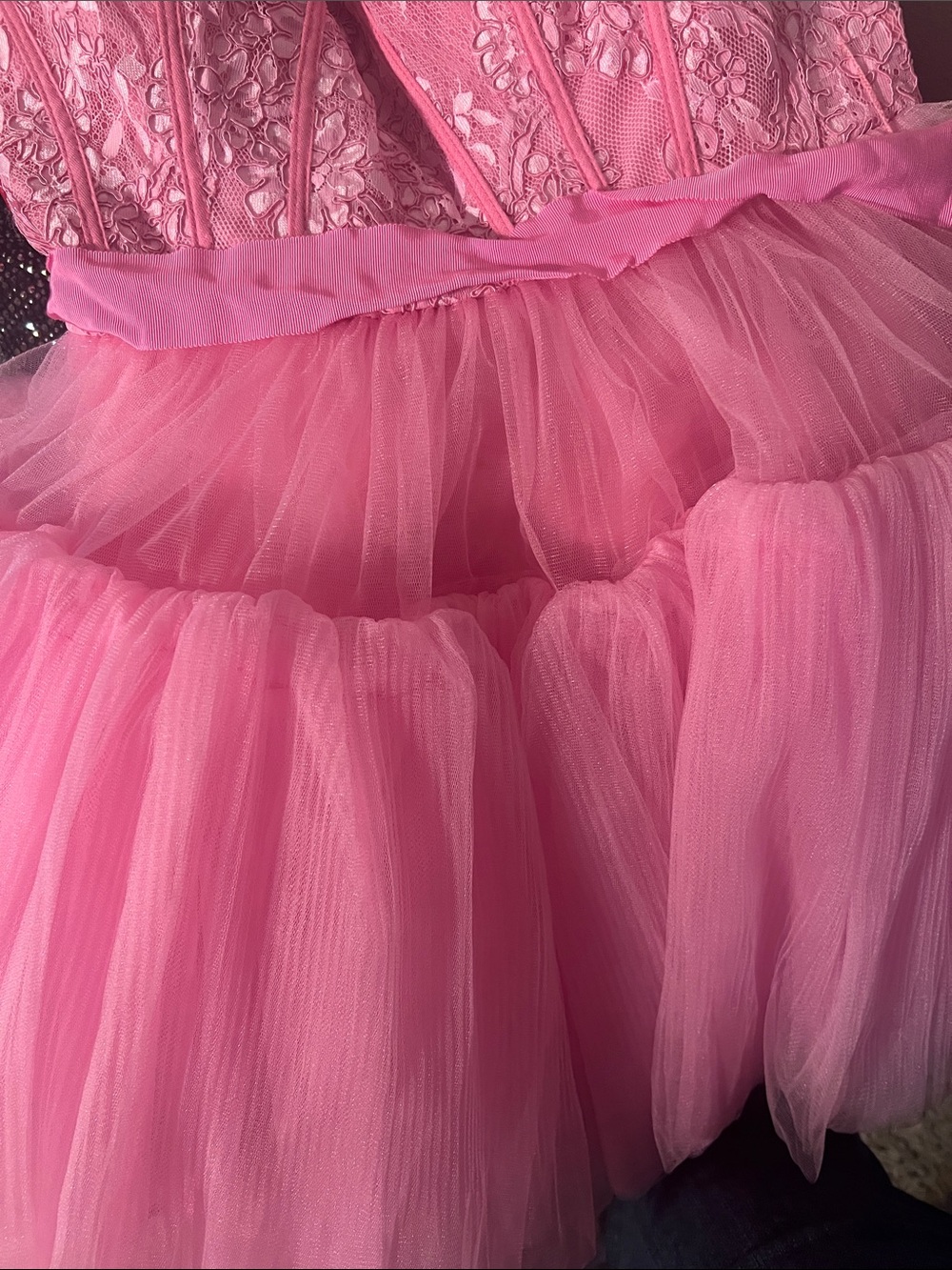 NWT Sherri Hill Pink High- Low Tulle Dress style 53820 - Picture 5 of 5